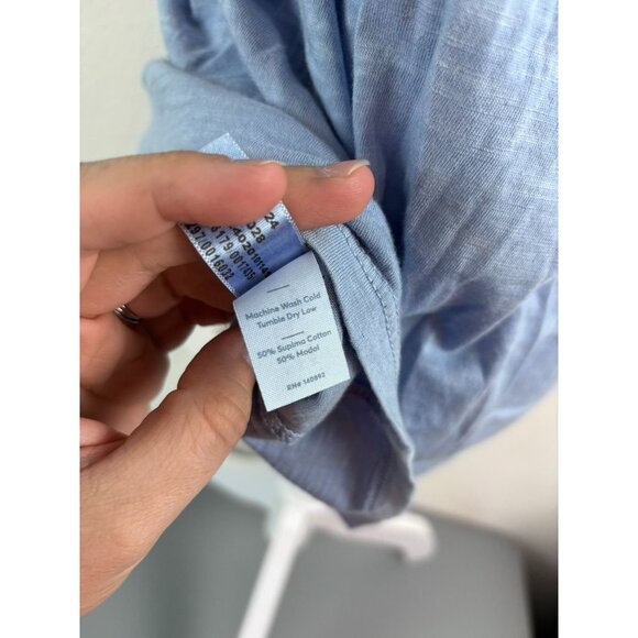 Marine Layer women's medium light blue v-neck basic tee shirt cotton modal - Picture 4 of 6